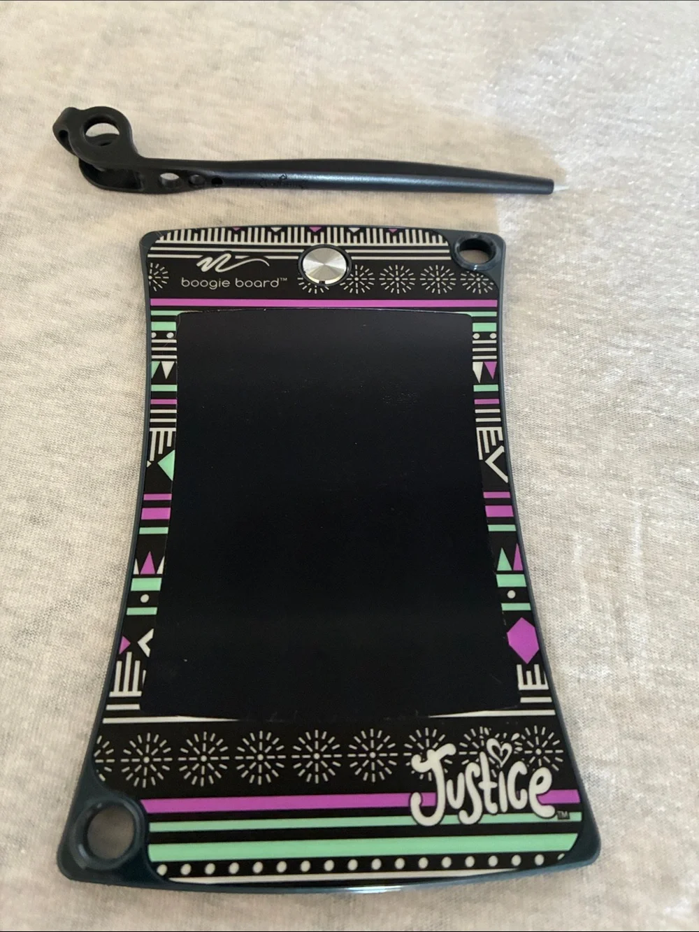 Justice Black LCD Doodle Tablet with Mint Green and Purple Accents
